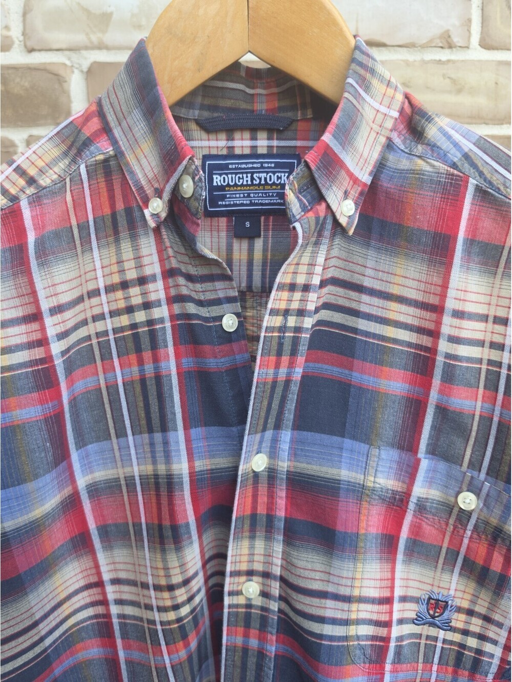 Panhandle Slim Rough Stock Shirt Mens S Plaid Button Down Western Cowboy